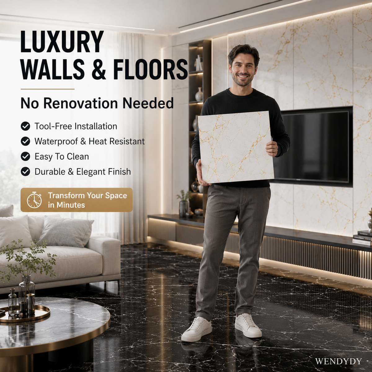 🧱 LIMITED-TIME 50% OFF! ✨ Self-Adhesive Floor Tile – Thickened, Waterproof, Peel & Stick ✨
