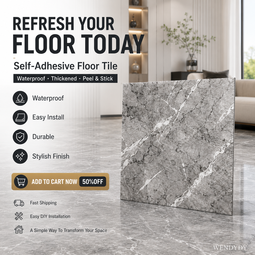 🧱 LIMITED-TIME 50% OFF! ✨ Self-Adhesive Floor Tile – Thickened, Waterproof, Peel & Stick ✨